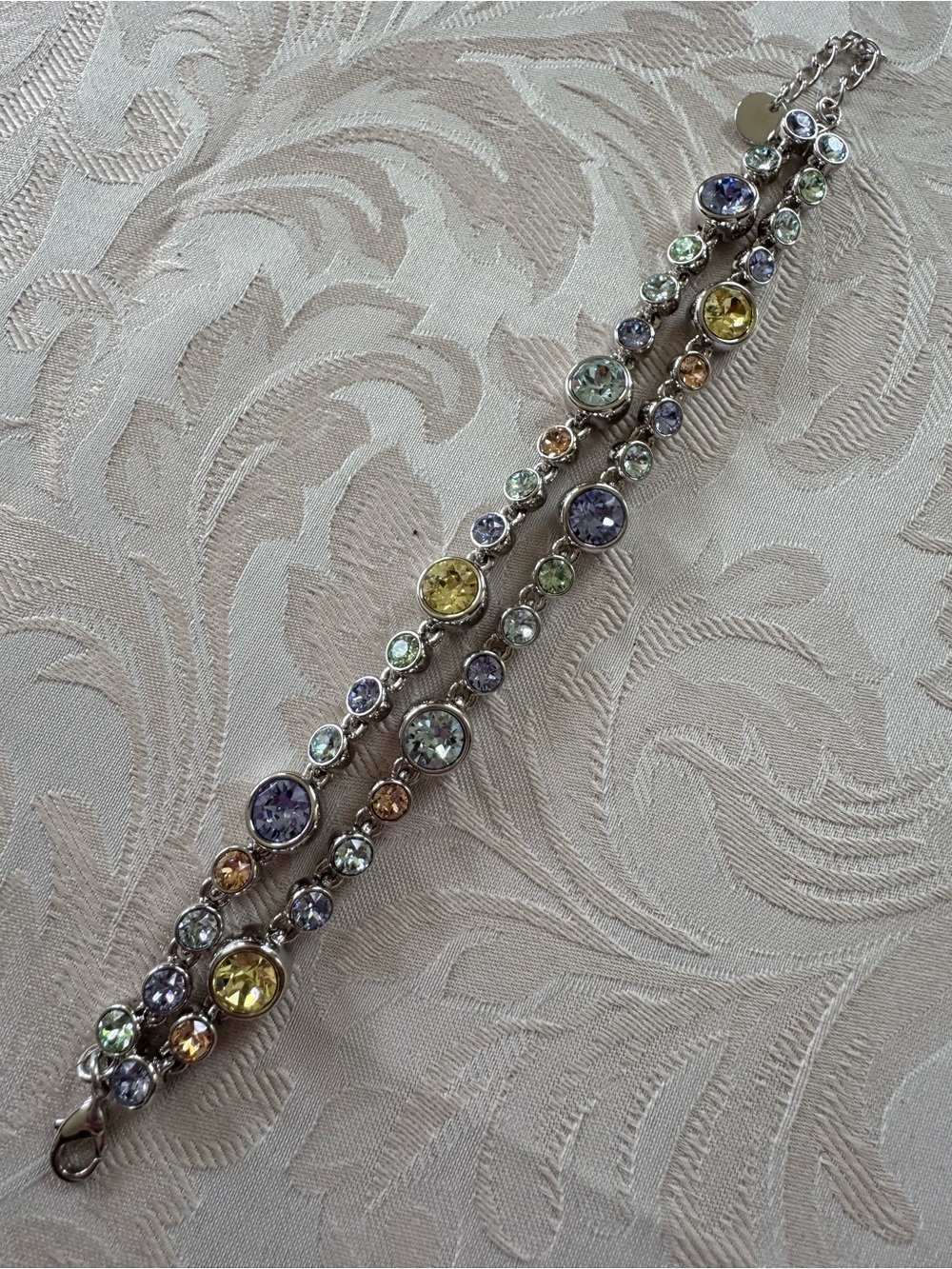 Touchstone Crystal Pastel Multi-Stone Silver Bracelet